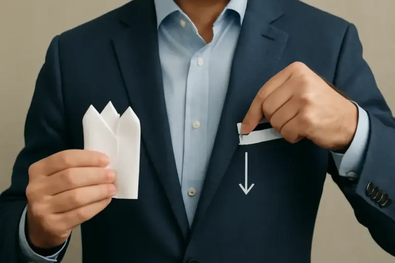 Pochette tascabile da giacca: la tecnica per una piega perfetta che resta tutto il giorno